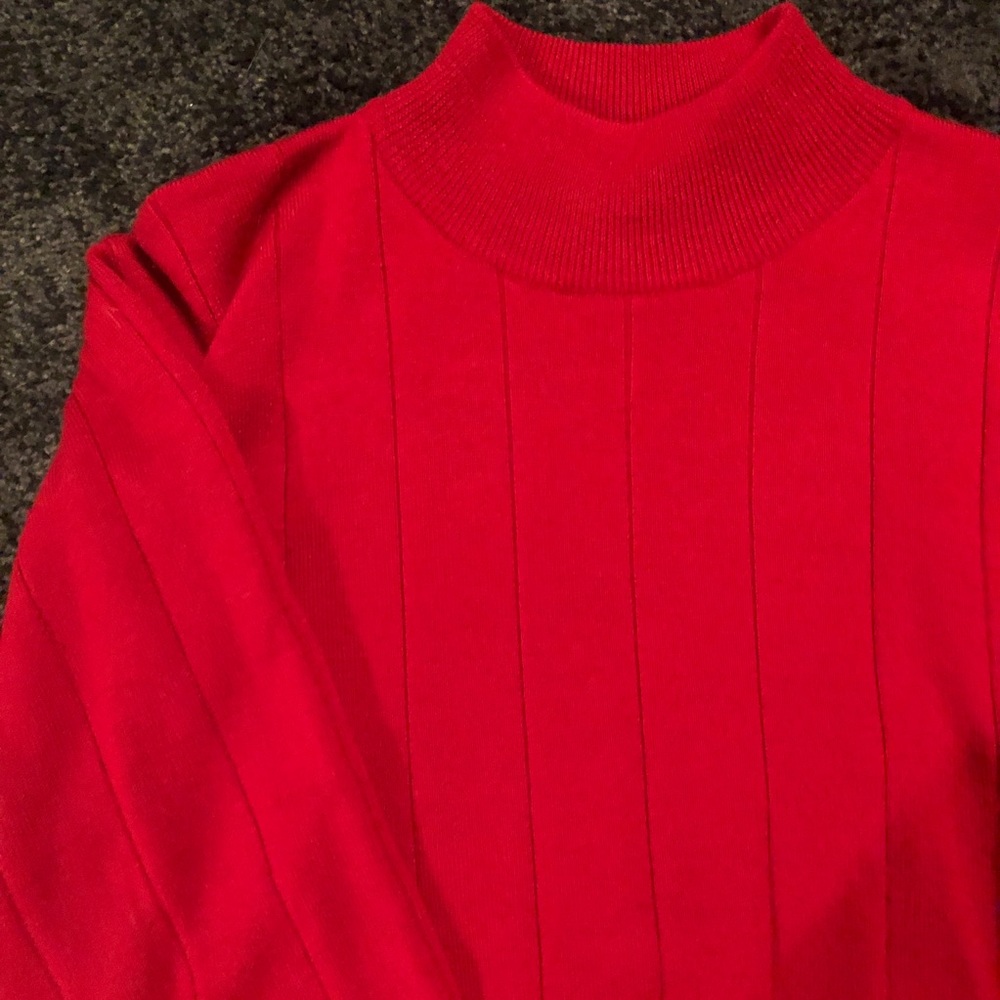 🦋 Valerie Stevens Ribbed Mock Neck Sweater Red - Picture 2 of 6